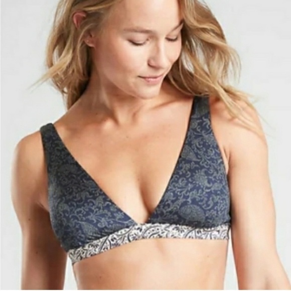 Athleta Aqualux batik Blue Bikini Top Small - Picture 1 of 12